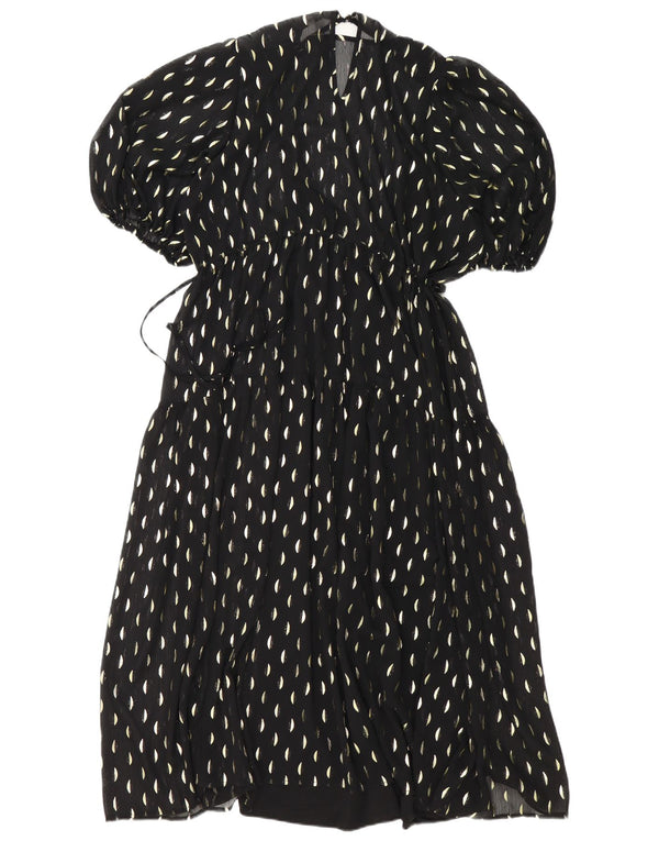 H&M Womens Maxi Dress UK 14 Medium Black Spotted Polyester