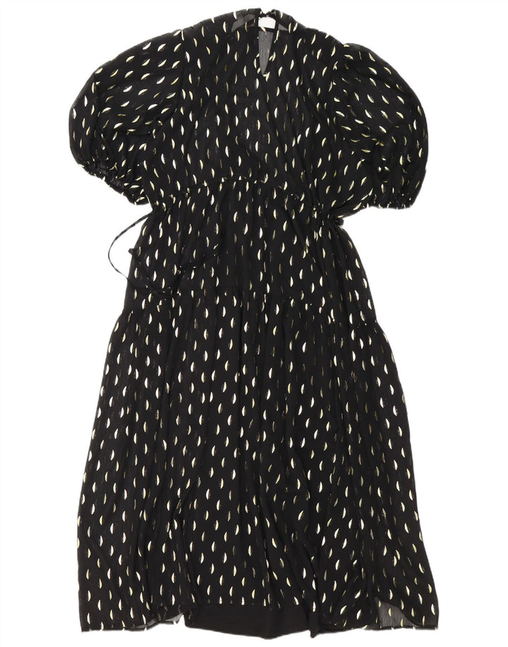H&M Womens Maxi Dress UK 14 Medium Black Spotted Polyester