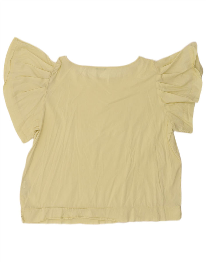 BENETTON Womens Batwing Blouse Top UK 18 XL Yellow Cotton