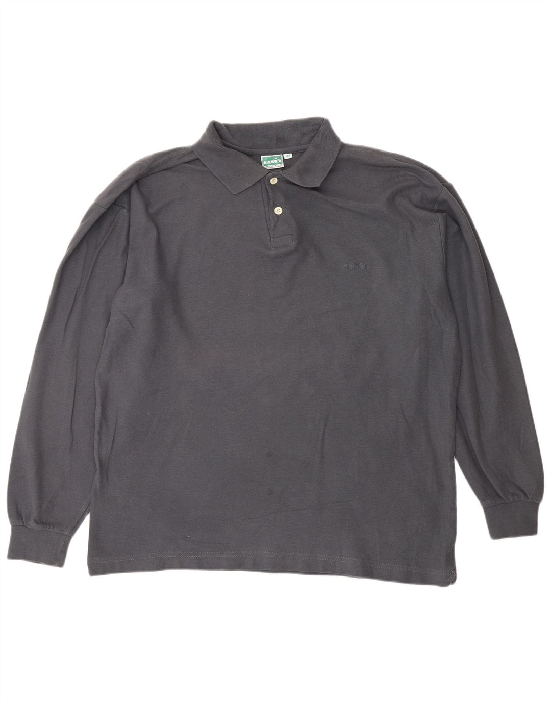 DIADORA Mens Long Sleeve Polo Shirt IT 48 Medium Grey Cotton