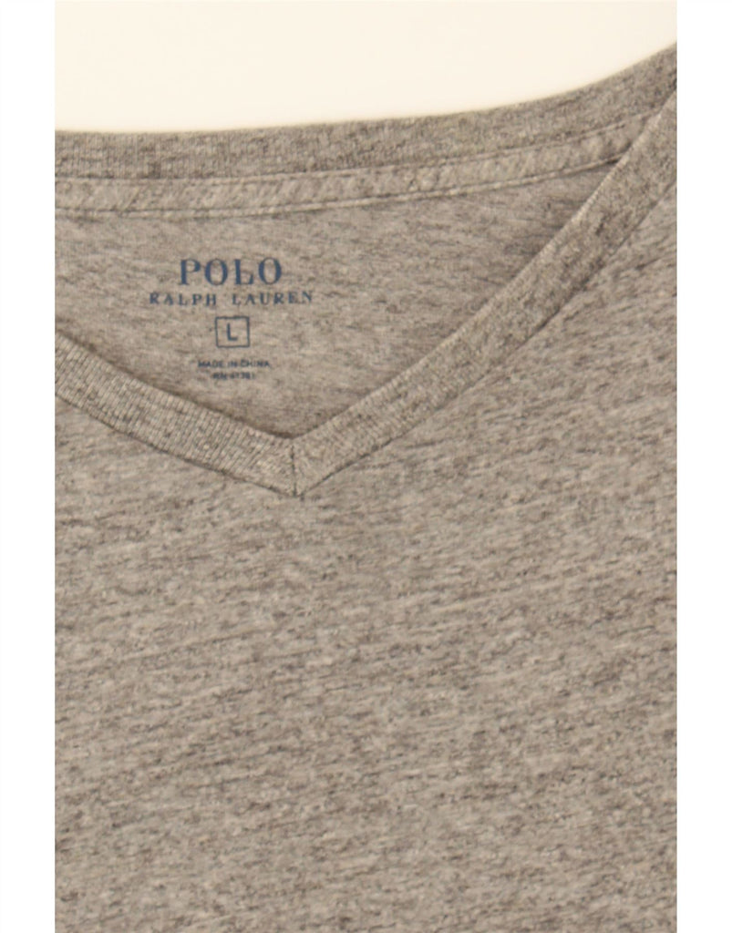 POLO RALPH LAUREN Mens T-Shirt Top Large Grey Flecked Cotton Vintage Polo Ralph Lauren and Second-Hand Polo Ralph Lauren from Messina Hembry 