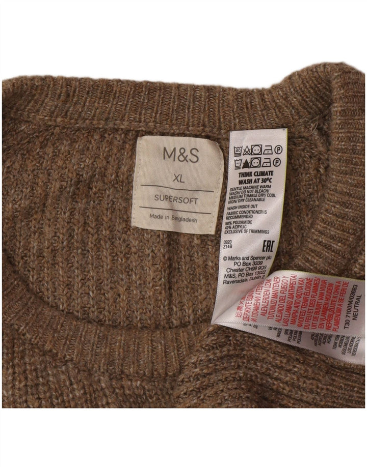 Marks & Spencer Mens Crew Neck Jumper Sweater XL Brown Polyamide