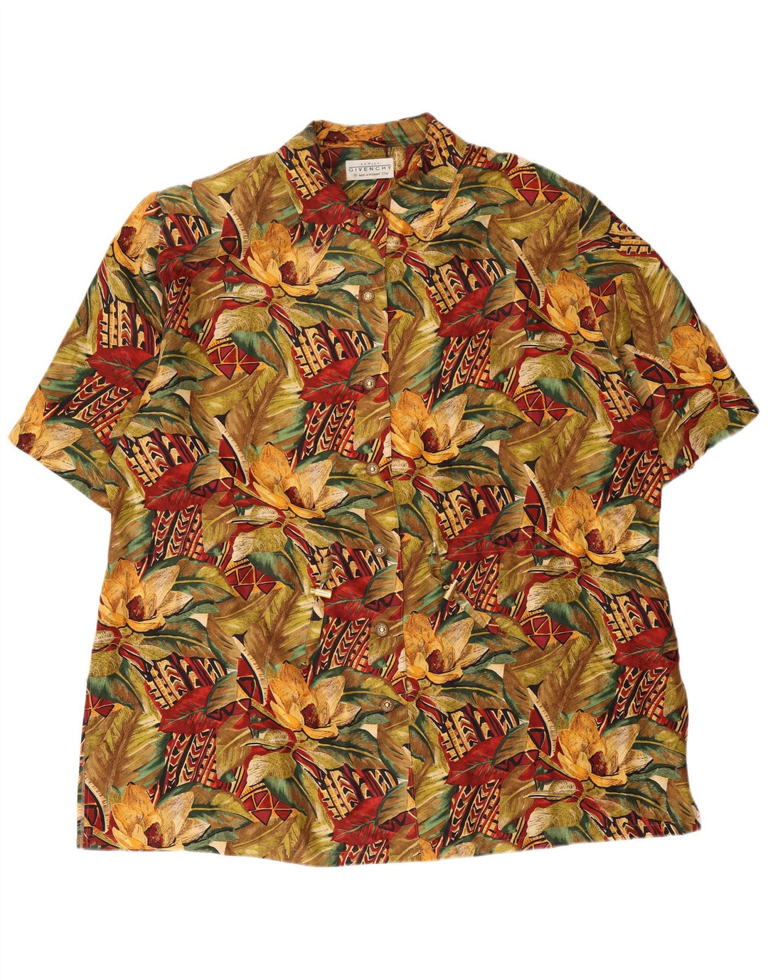 Givenchy Womens Short Sleeve Shirt Blouse EU 50 3XL Multicoloured Floral