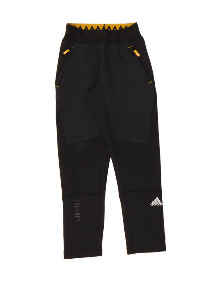 ADIDAS Boys Tracksuit Trousers 7-8 Years Black Striped Polyester Vintage Adidas and Second-Hand Adidas from Messina Hembry 