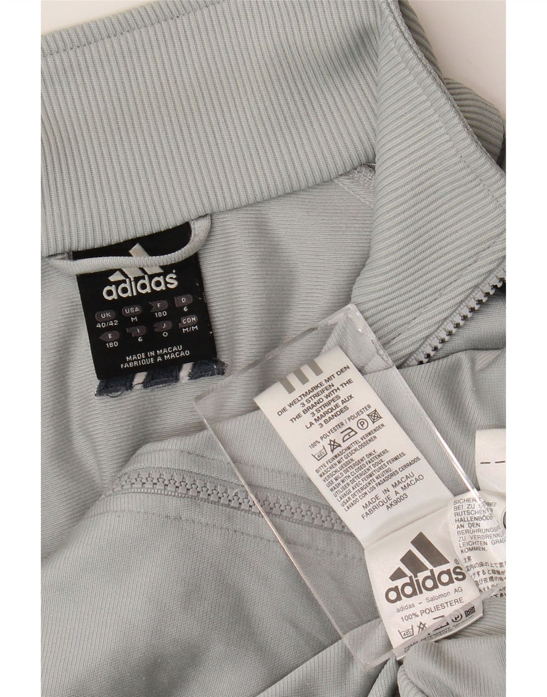 Adidas Mens Loose Fit Tracksuit Top Jacket UK 40/42 Medium Grey Polyester