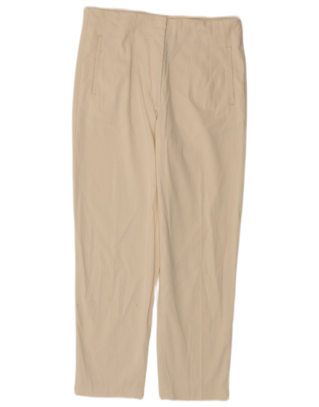 Massimo Dutti Womens Cropped Trousers EU 42 Large W30 L25 White