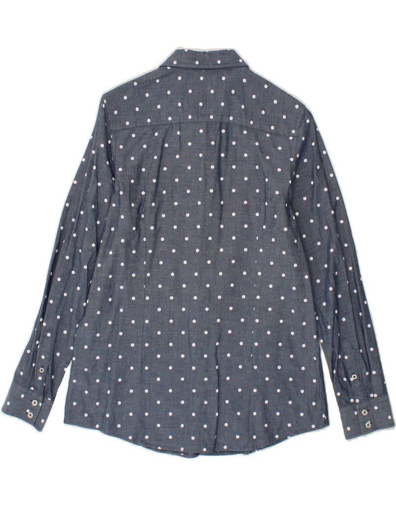 CREW CLOTHING Womens Classic Fit Shirt UK 12 Medium Navy Blue Spotted Vintage Crew Clothing and Second-Hand Crew Clothing from Messina Hembry 