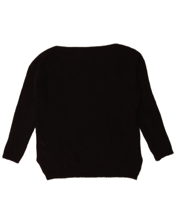 Guess Womens Oversized Boat Neck Jumper Sweater UK 10 Small Black Acrylic