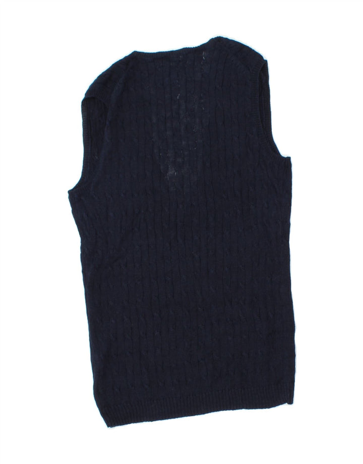 J. CREW Womens Vest Tank Top UK 8 Small Navy Blue Linen Vintage J. Crew and Second-Hand J. Crew from Messina Hembry 