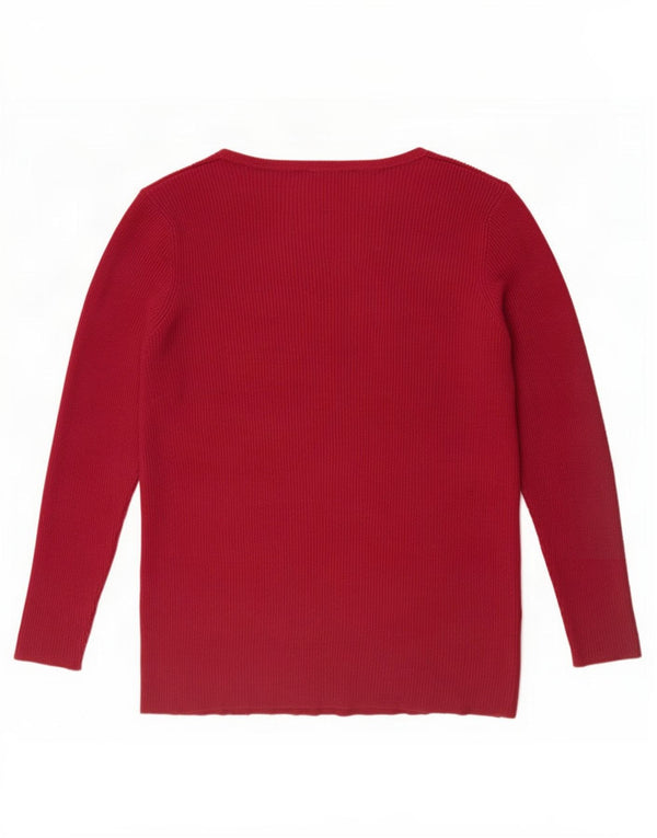 Marks & Spencer Womens V-Neck Jumper Sweater UK 20 2XL Burgundy Viscose