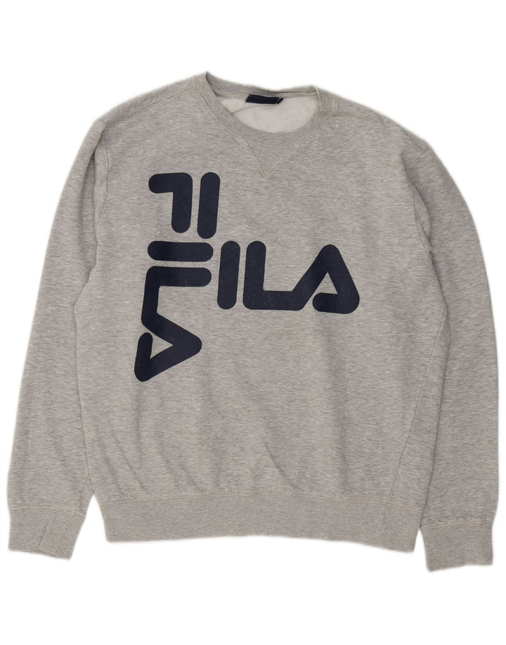 Fila Mens Graphic Sweatshirt Jumper Large Grey Flecked Cotton