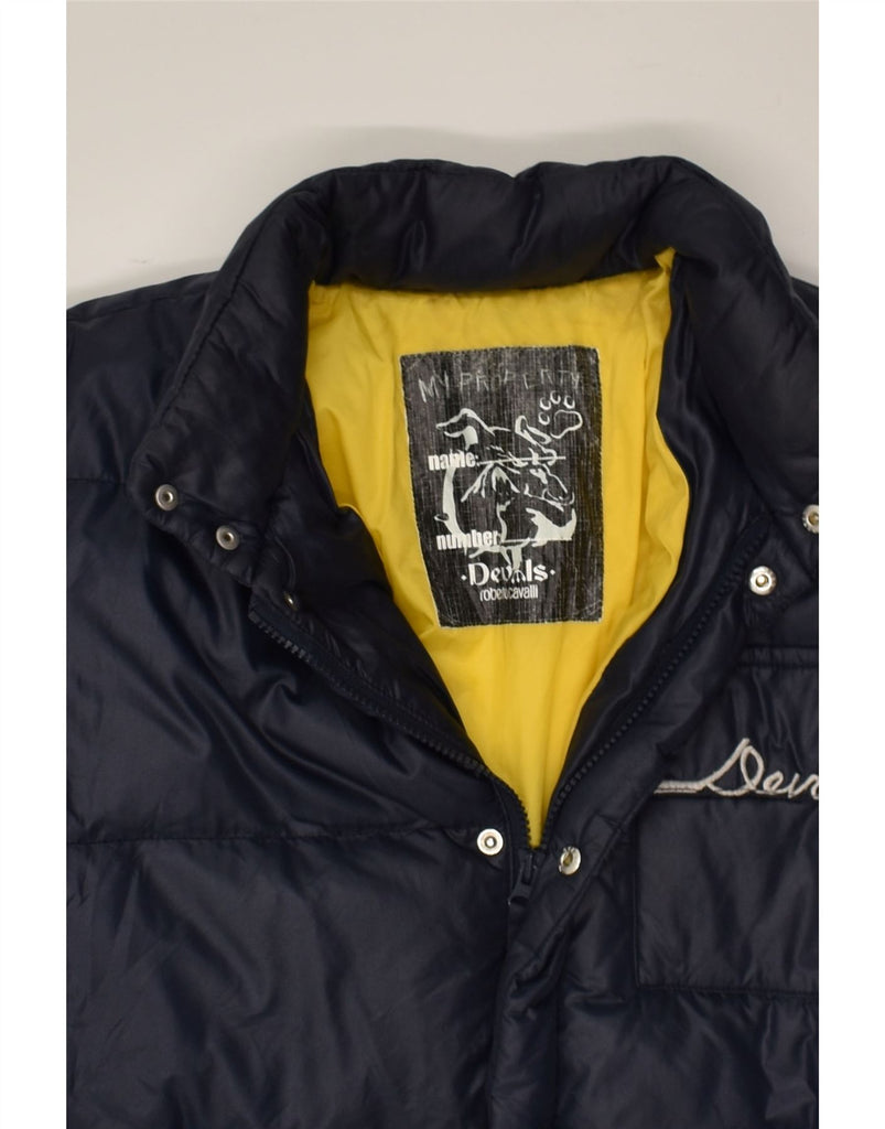 ROBERTO CAVALLI Boys Devils Graphic Padded Jacket 14-15 Years Navy Blue | Vintage Roberto Cavalli | Thrift | Second-Hand Roberto Cavalli | Used Clothing | Messina Hembry 