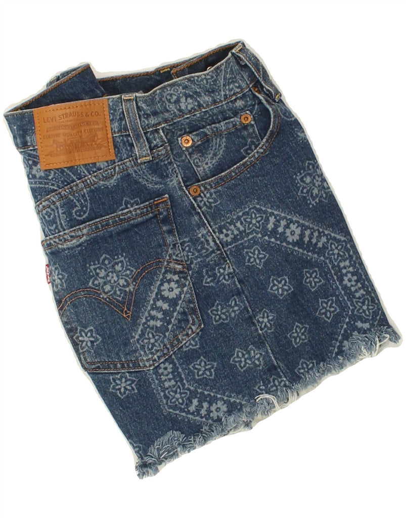 LEVI'S Mens Ribcage Denim Shorts W24 XS Blue Paisley Cotton Vintage Levi's and Second-Hand Levi's from Messina Hembry 