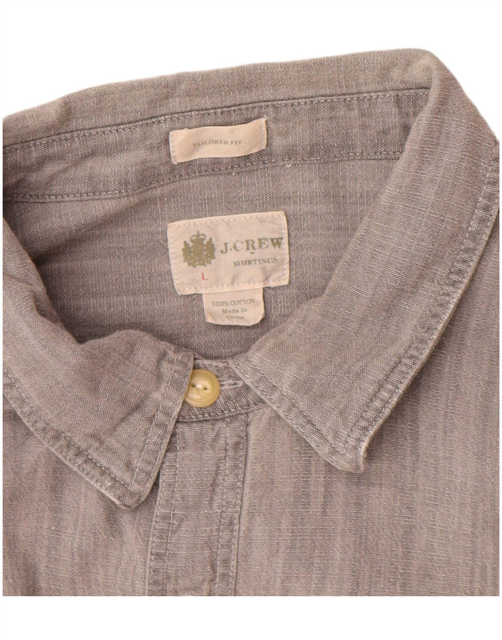 J. Crew Mens Tailored Fit Shirt Large Grey Cotton