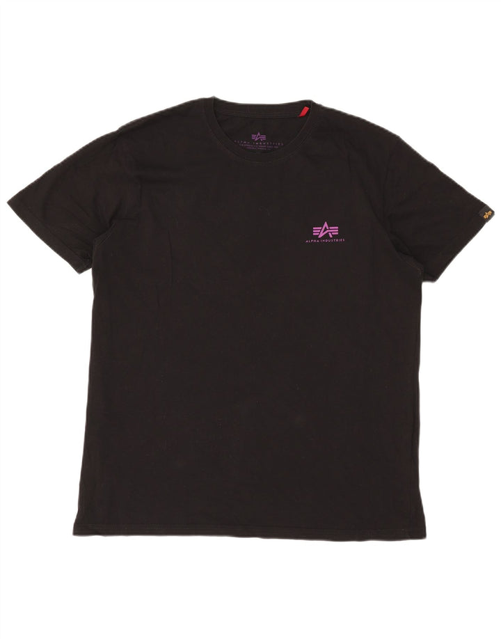 Alpha Industries Mens Graphic T-Shirt Top Large Black Cotton
