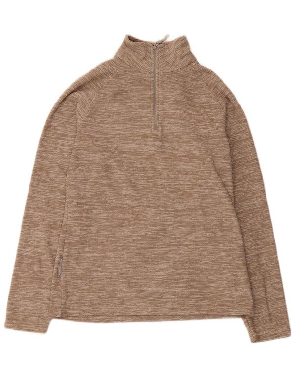 Mountain Warehouse Womens Zip Neck Fleece Jumper UK 10 Small Beige Flecked