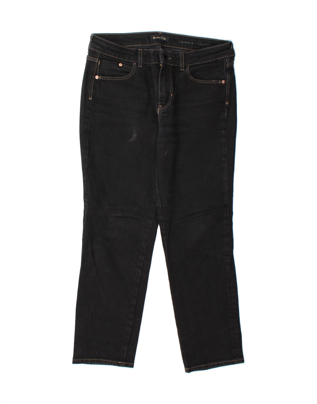 MASSIMO DUTTI Womens Mid Rise Cropped Jeans EU 40 Medium W30 L25 Black Vintage Massimo Dutti and Second-Hand Massimo Dutti from Messina Hembry 
