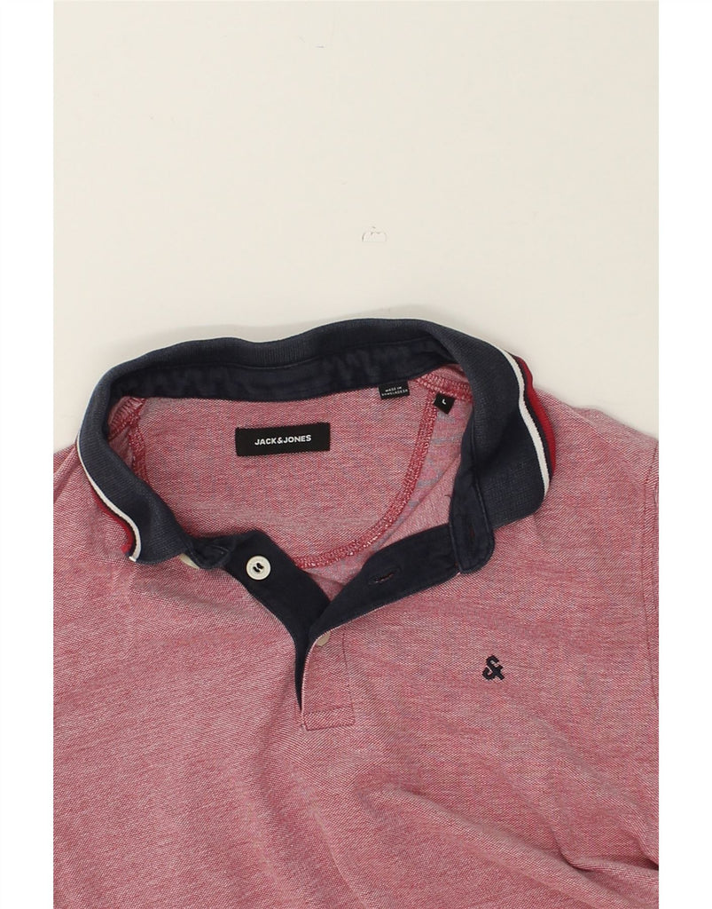 JACK & JONES Mens Slim Polo Shirt Large Pink Cotton | Vintage Jack & Jones | Thrift | Second-Hand Jack & Jones | Used Clothing | Messina Hembry 