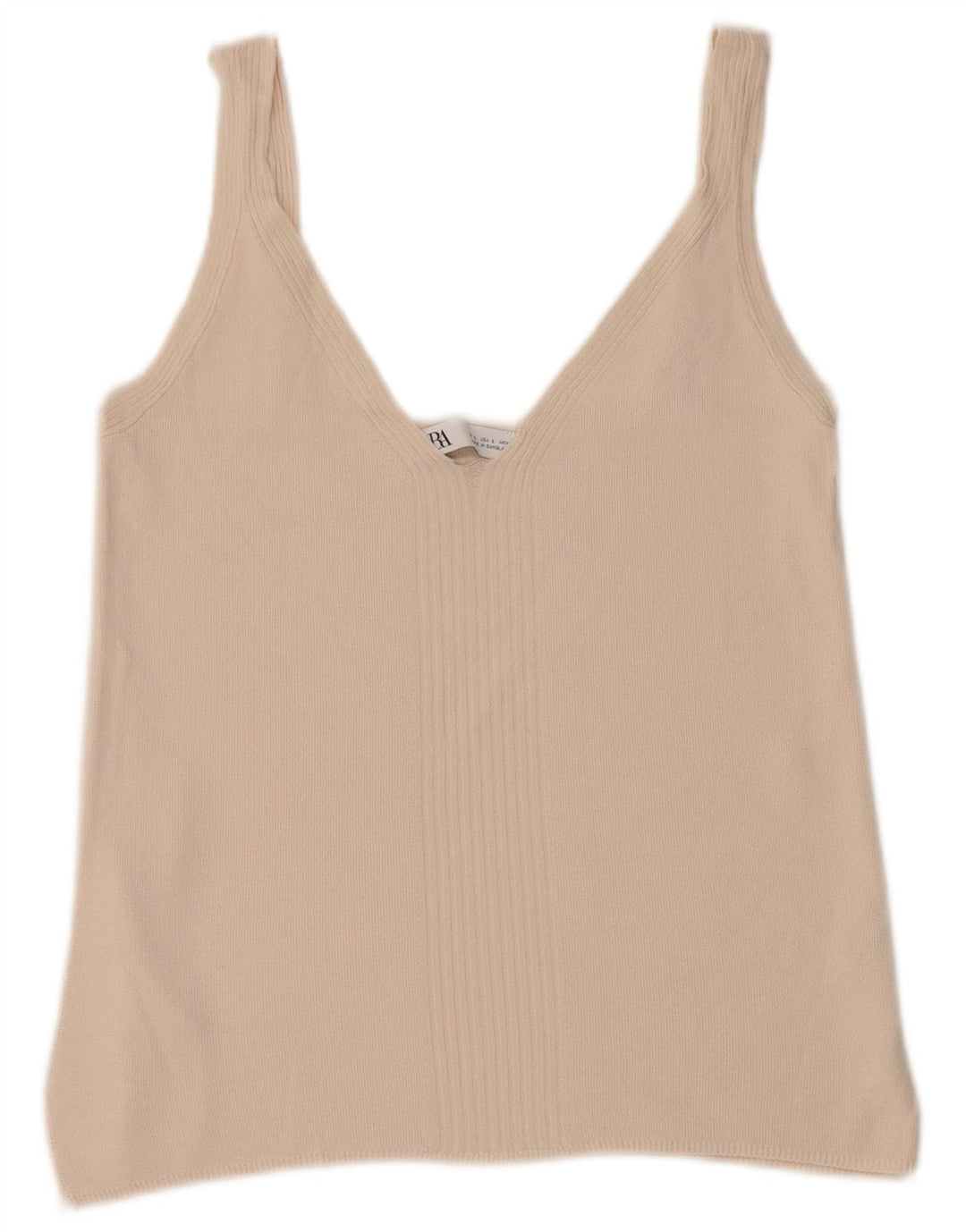 Zara Womens Crop Cami Top UK 14 Large Beige Viscose