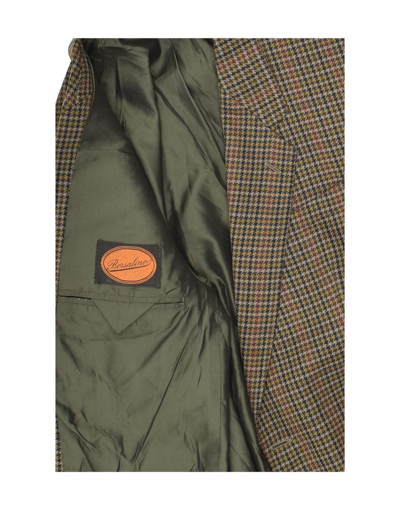 BORSALINO Mens 2 Button Blazer Jacket UK 38 Medium Green Houndstooth | Vintage Borsalino | Thrift | Second-Hand Borsalino | Used Clothing | Messina Hembry 