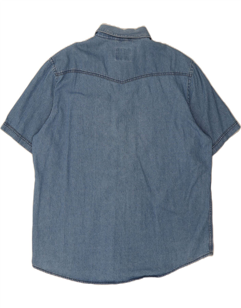 CANDA Mens Short Sleeve Denim Shirt Size 45/46 XL Blue Cotton Vintage Canda and Second-Hand Canda from Messina Hembry 