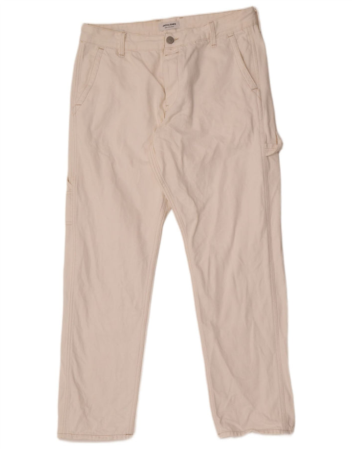 Jack & Jones Mens Cargo Straight Jeans W34 L30 White
