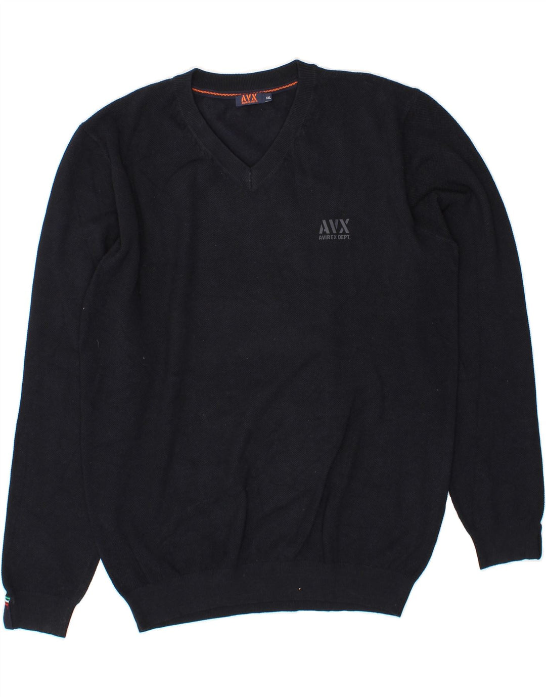 AVIREX Mens V-Neck Jumper Sweater 2XL Navy Blue Viscose Vintage Avirex and Second-Hand Avirex from Messina Hembry 