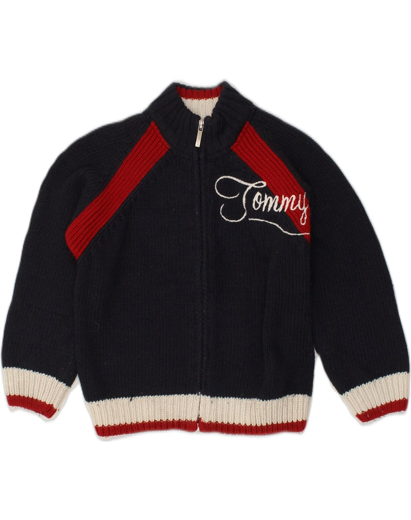 TOMMY HILFIGER Boys Graphic Cardigan Sweater 6-7 Years XL  Navy Blue | Vintage Tommy Hilfiger | Thrift | Second-Hand Tommy Hilfiger | Used Clothing | Messina Hembry 