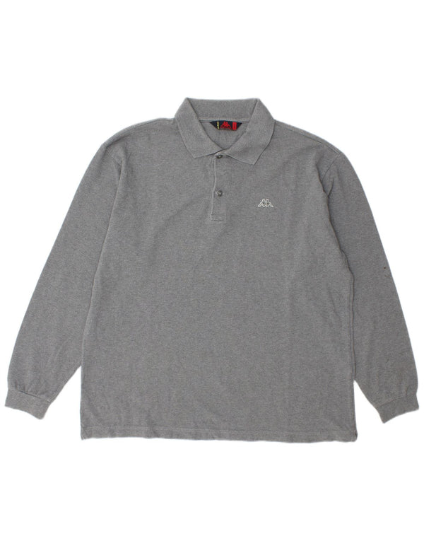 Kappa Mens Long Sleeve Polo Shirt Large Grey Cotton