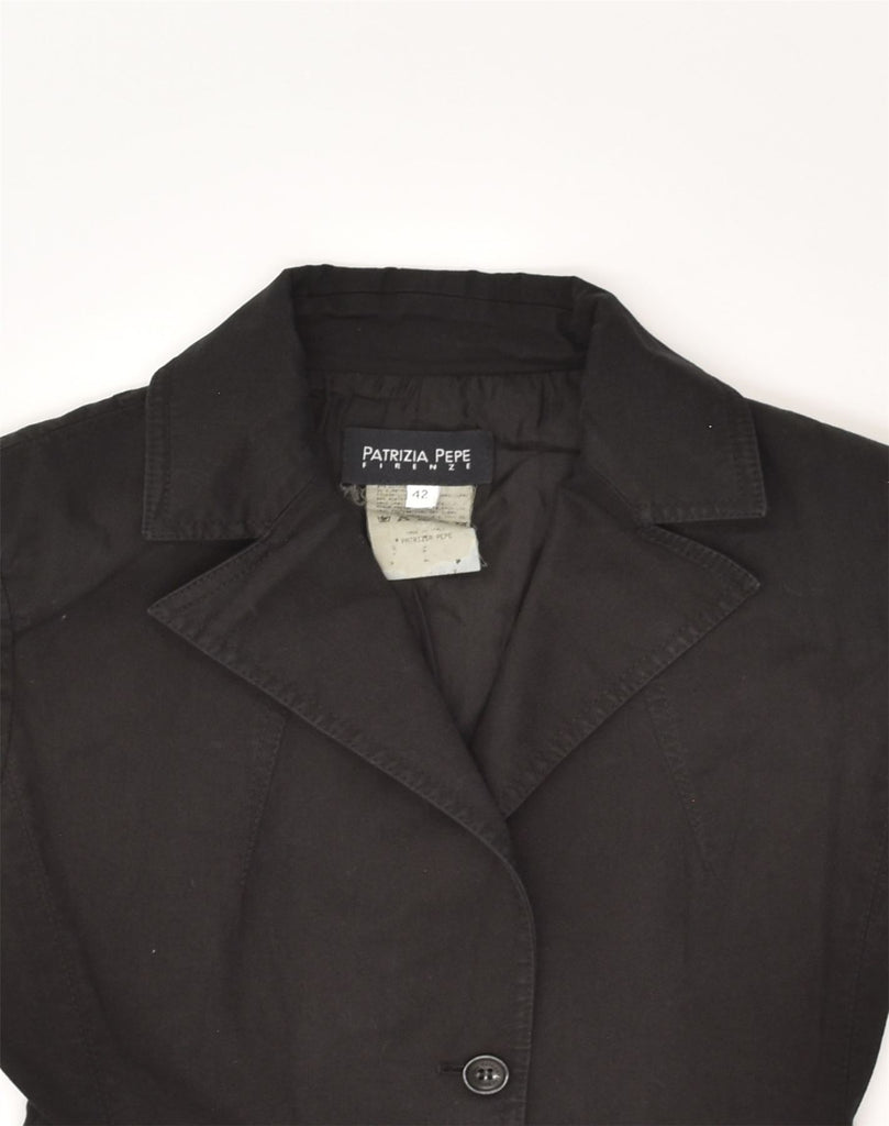 PATRIZIA PEPE Womens 2 Button Blazer Jacket IT 42 Medium Black Cotton | Vintage Patrizia Pepe | Thrift | Second-Hand Patrizia Pepe | Used Clothing | Messina Hembry 