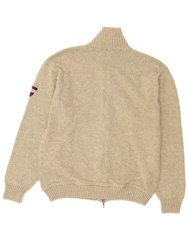 Donkervoort Mens Full Zip Cardigan Sweater Large Beige Acrylic