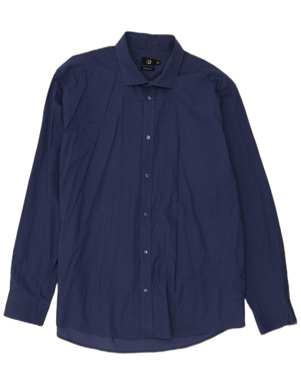 Dack's Mens Regular Fit Shirt 2XL Navy Blue Geometric Cotton