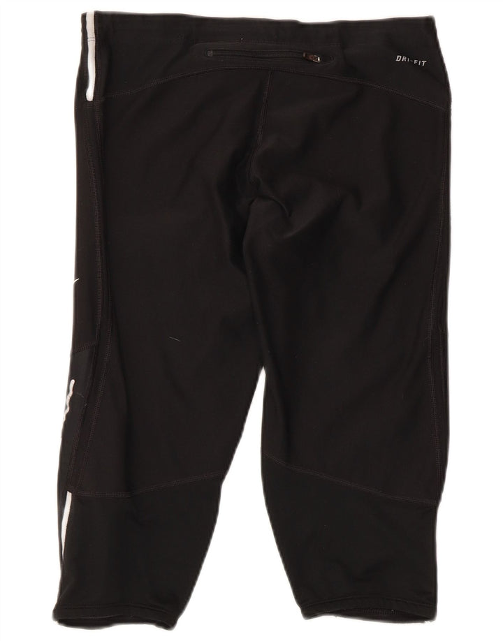 Nike Womens Dri Fit Capri Leggings UK 12 Medium Black Colourblock Polyester