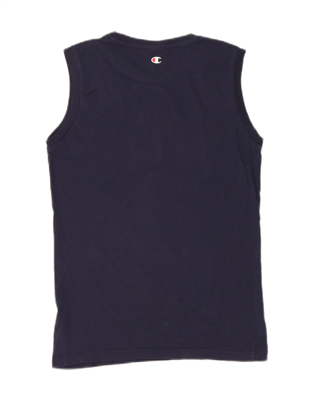 CHAMPION Boys Graphic Vest Top 11-12 Years Large Navy Blue Cotton