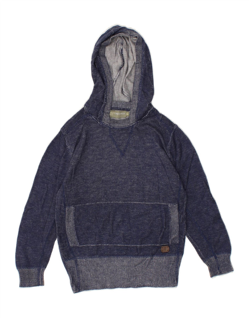 TRUSSARDI JUNIOR Boys Hoodie Jumper 9-10 Years XS Navy Blue Flecked | Vintage Trussardi Junior | Thrift | Second-Hand Trussardi Junior | Used Clothing | Messina Hembry 