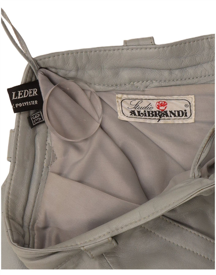 Vintage Womens Leather Skirt W36 XL Grey Leather