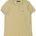French Connection Mens Polo Shirt Large Yellow Striped Cotton