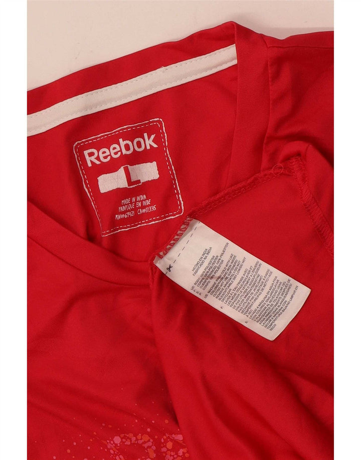 Reebok Womens Graphic T-Shirt Top UK 14 Large Pink Polyester