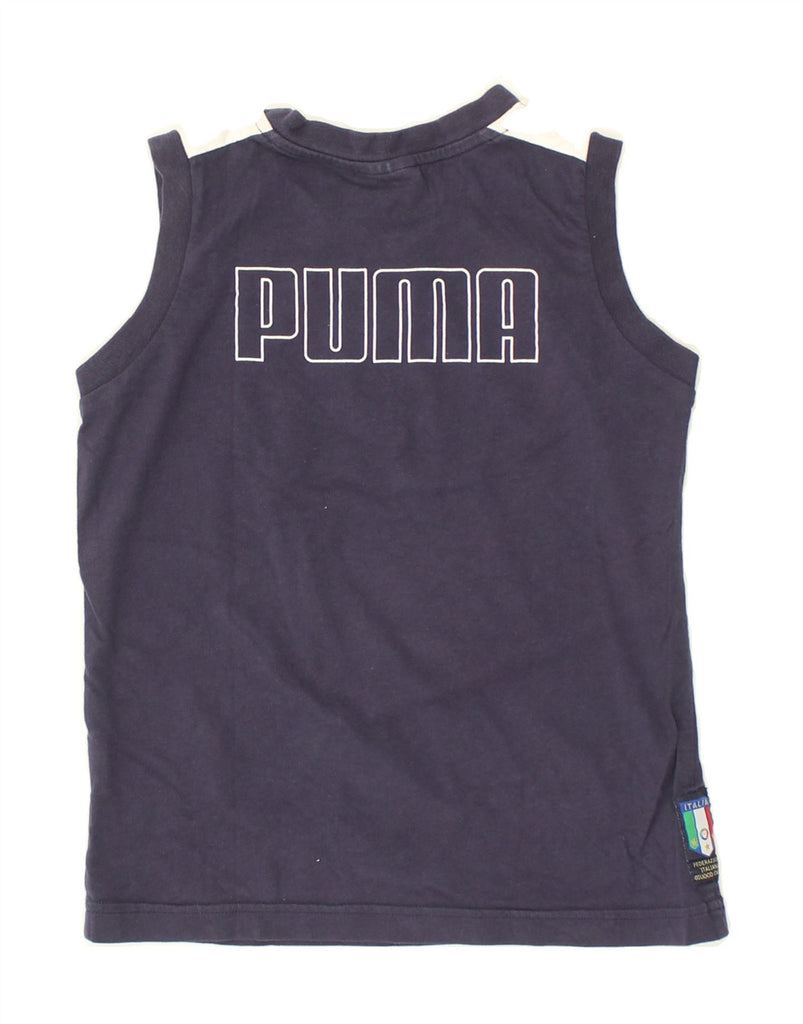 PUMA Boys Graphic Vest Top 9-10 Years Medium Navy Blue Cotton | Vintage Puma | Thrift | Second-Hand Puma | Used Clothing | Messina Hembry 