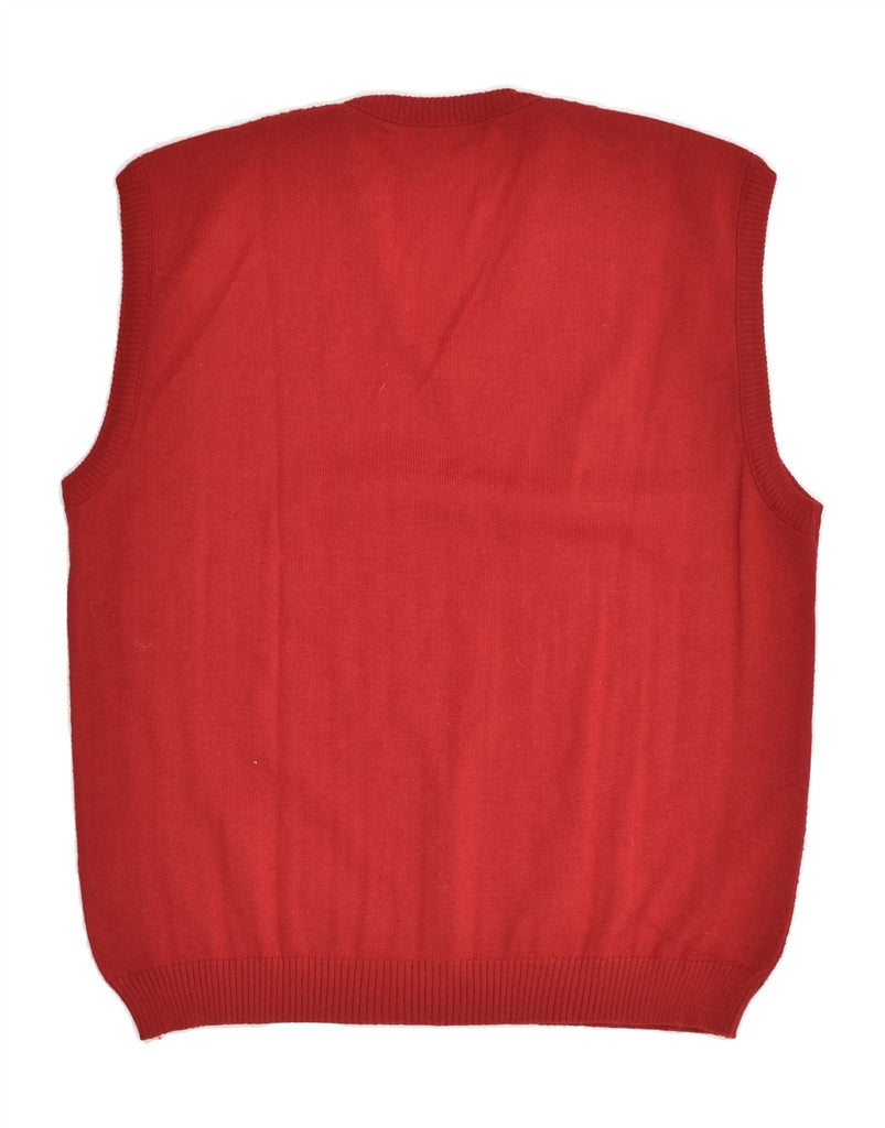 VINTAGE Mens Vest Tank Top Medium Red Acrylic | Vintage Vintage | Thrift | Second-Hand Vintage | Used Clothing | Messina Hembry 