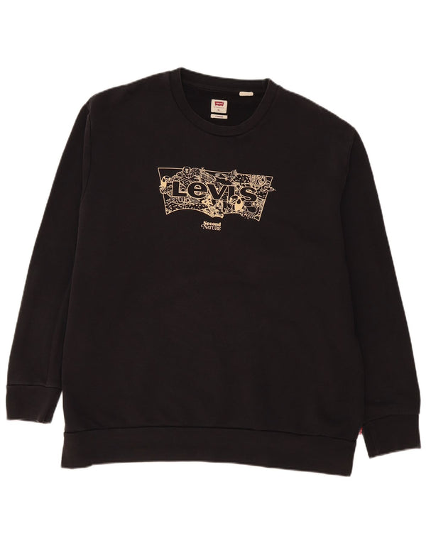 Levi's Mens Graphic Standard Fit Sweatshirt Jumper XL Black Cotton