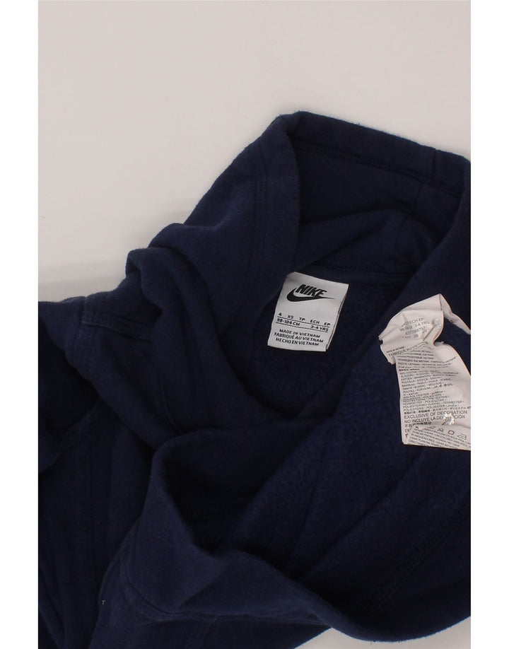 NIKE Boys Hoodie Jumper 3-4 Years XS Navy Blue Cotton