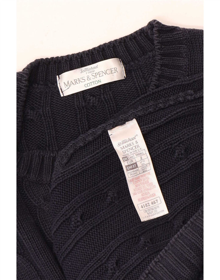 Marks & Spencer Mens Boat Neck Jumper Sweater Small Navy Blue Cotton