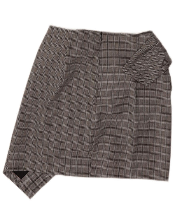 Zara Womens Mini Asymmetrical Skirt XS W26  Grey Check Polyamide
