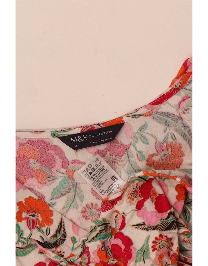 Marks & Spencer Womens Blouse Top UK 10 Small Multicoloured Floral Viscose