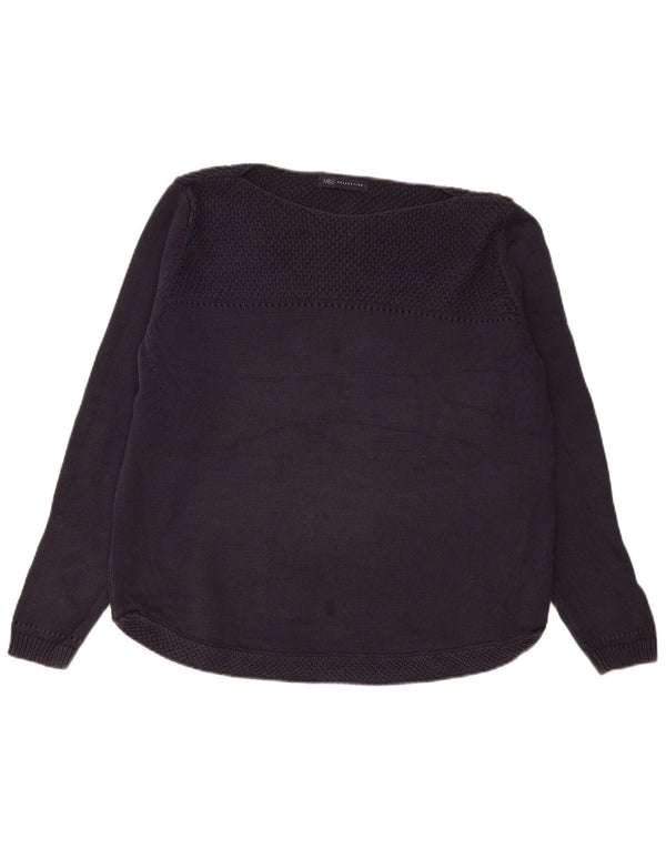 Marks & Spencer Womens Boat Neck Jumper Sweater UK 18 XL Navy Blue Cotton