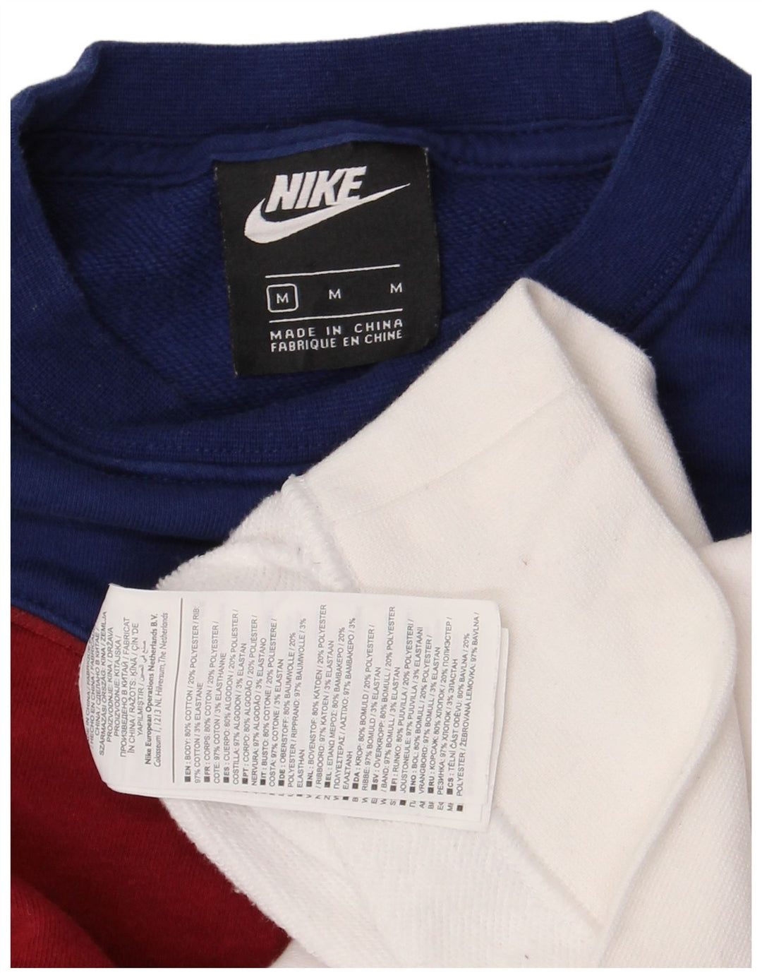 Nike Womens Crop Sweatshirt Jumper UK 14 Medium White Colourblock Cotton