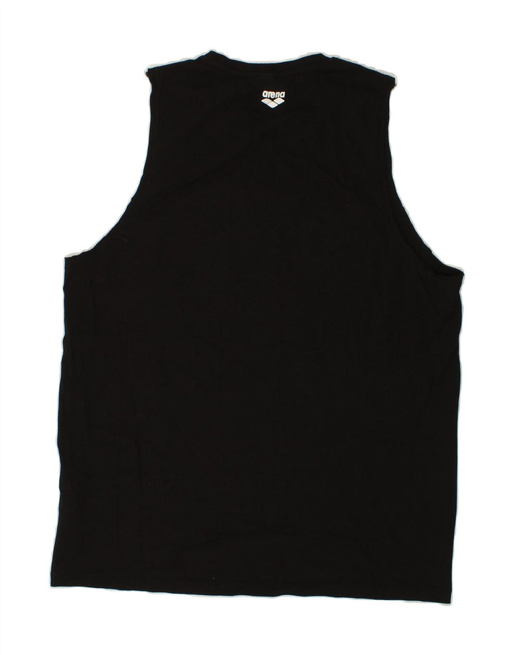 ARENA Mens Graphic Vest Top 2XL Black Cotton Vintage Arena and Second-Hand Arena from Messina Hembry 