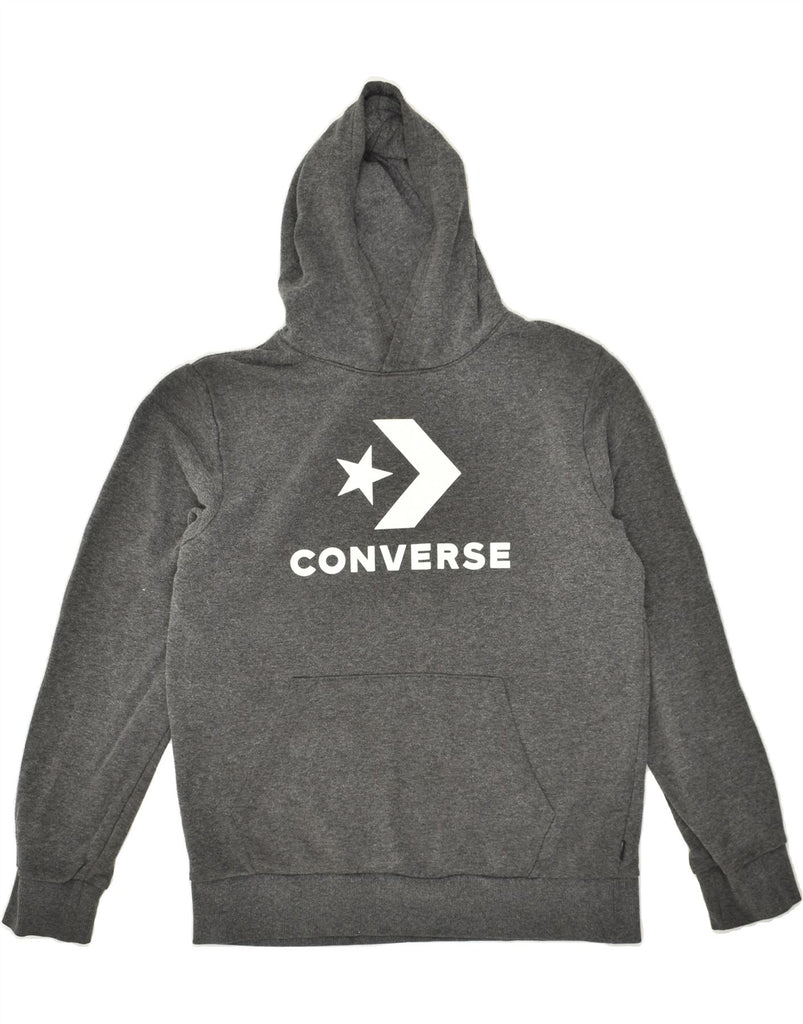 CONVERSE Boys Graphic Hoodie Jumper 13-14 Years XL Grey Cotton | Vintage Converse | Thrift | Second-Hand Converse | Used Clothing | Messina Hembry 