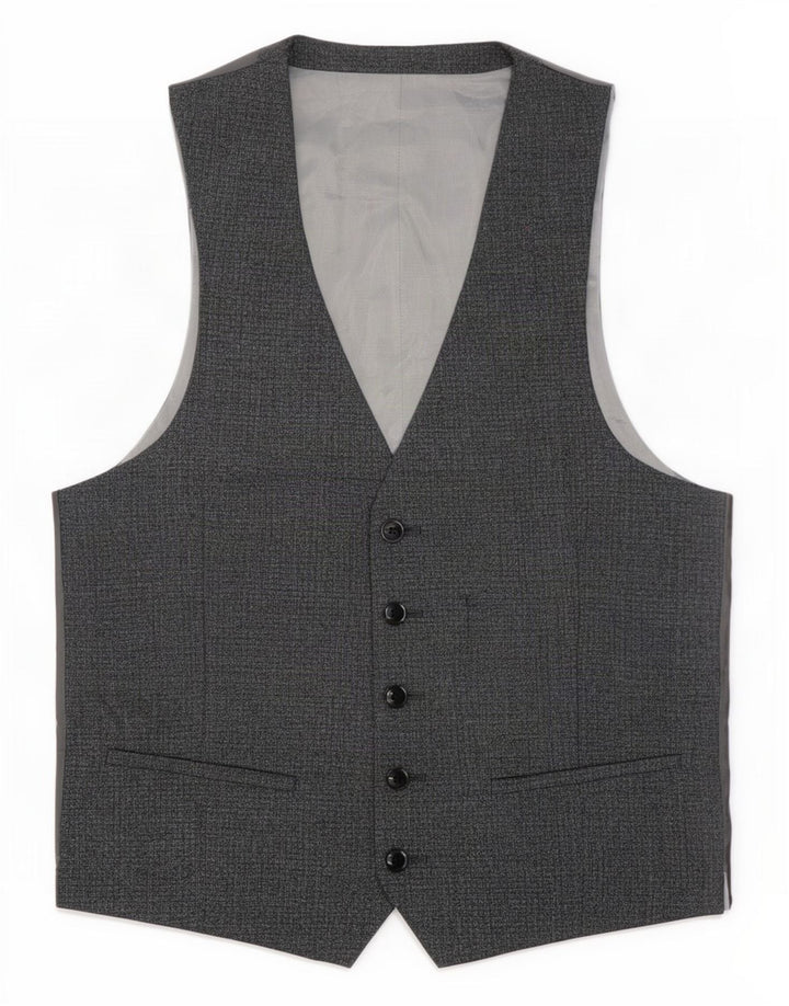 Dkny Mens Slim Fit Waistcoat UK 38 Medium Grey Wool
